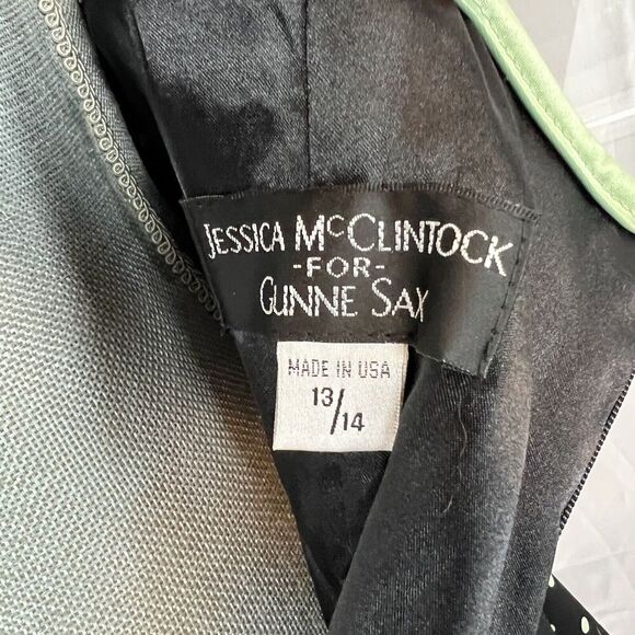 Vintage Jessica Mcclintock Gunne Sax polka dot tea length dress 13/14 pinup - Picture 7 of 8